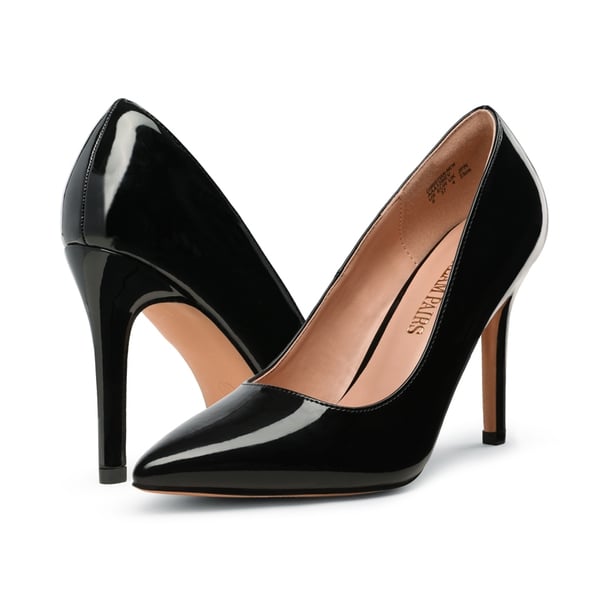 Stiletto Pointed Toe Pumps - BLACK PAT - 3